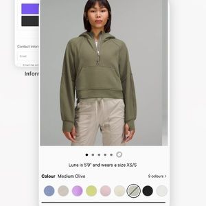 Lululemon Scuba Oversized Half Zip Hoodie - Medium Olive